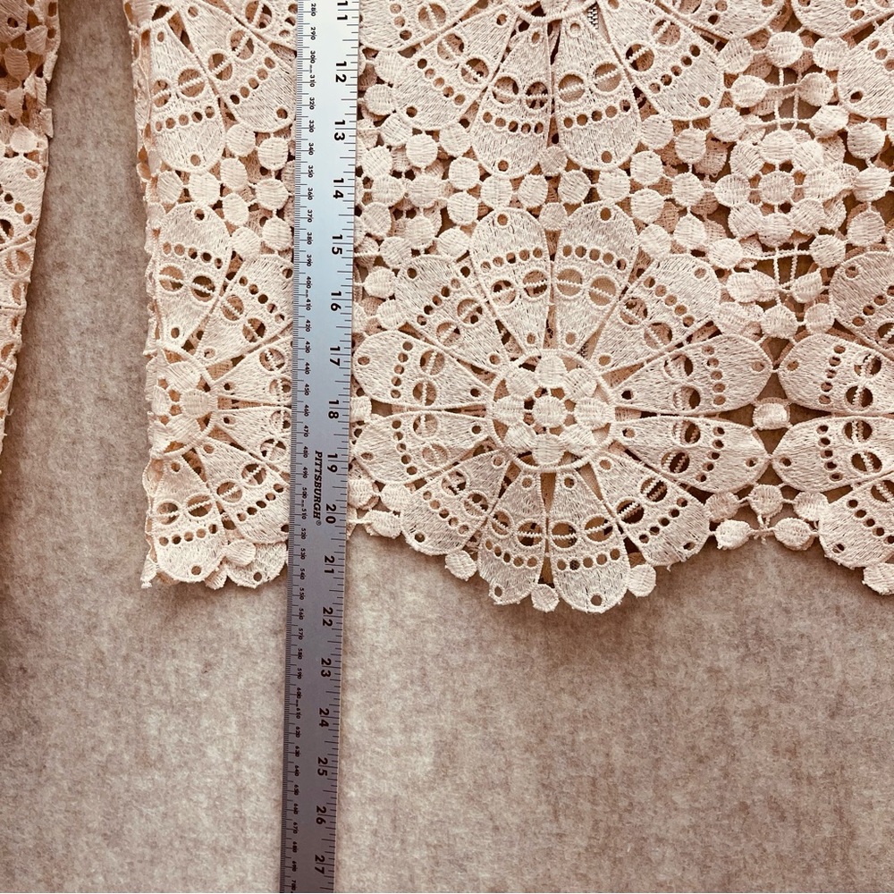 Women's Lace Long Sleeve Top in Nude/Pink L - Picture 7 of 8